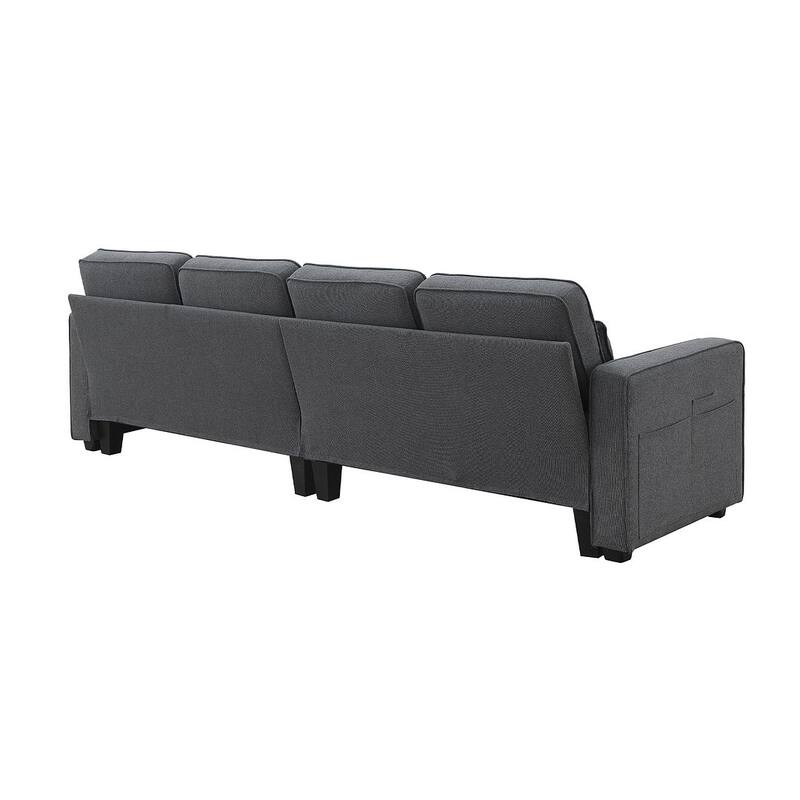 104" Linen Fabric Sectional Sofa Minimalist Style Couch for Living Room