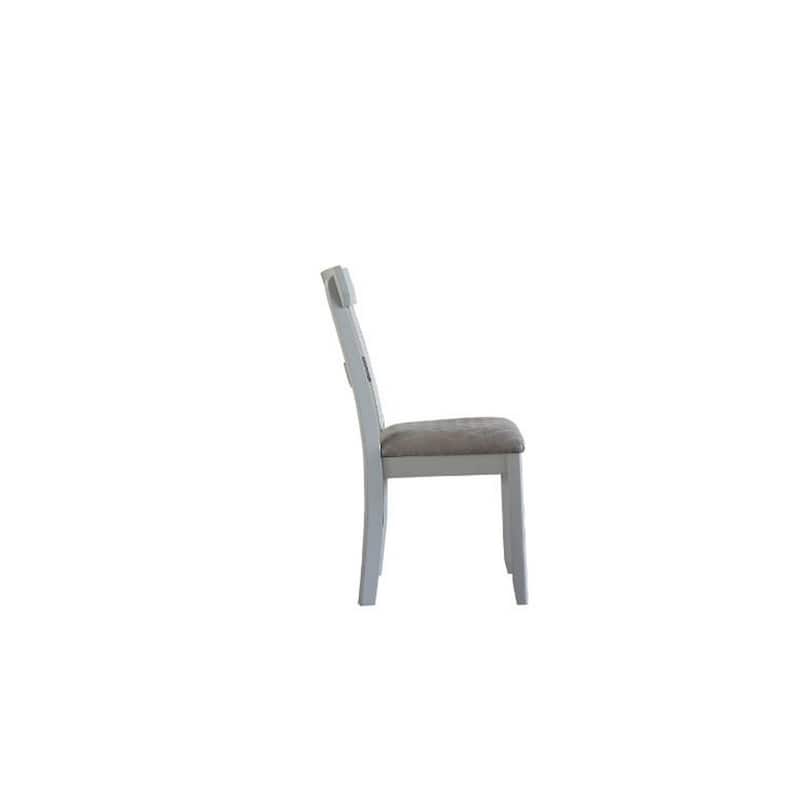 Side Chair with Fabric Seat and Open Back, Set of 2, Beige