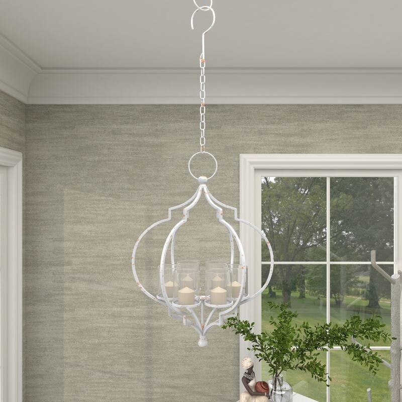Elegant Decorative Metal Hanging Candelabra - Black or White