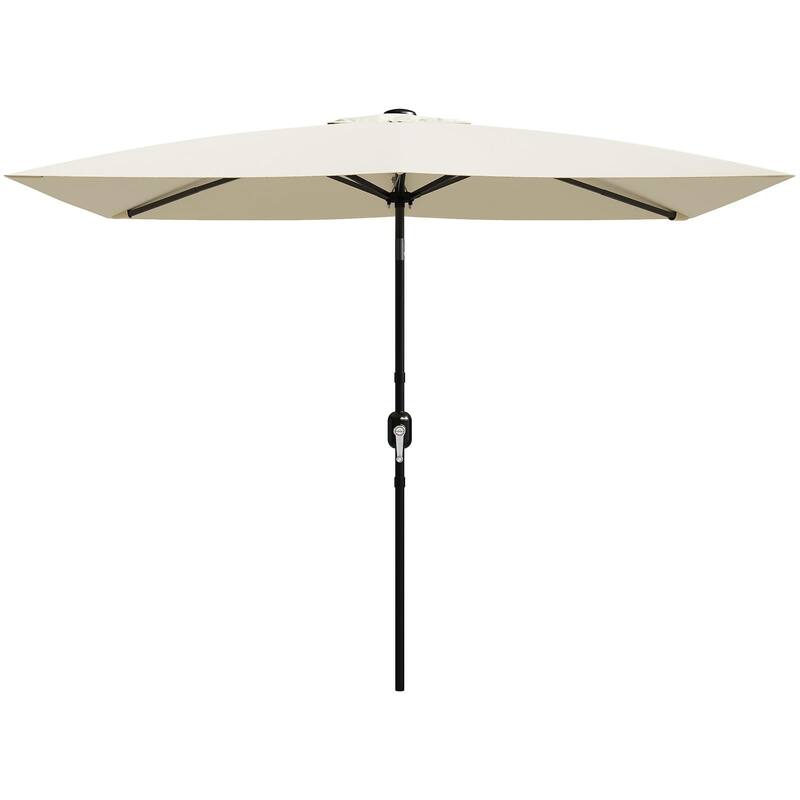 10'X6.5' Rectangular Outdoor Umbrella, with Crank & Push Button Tilt - Beige