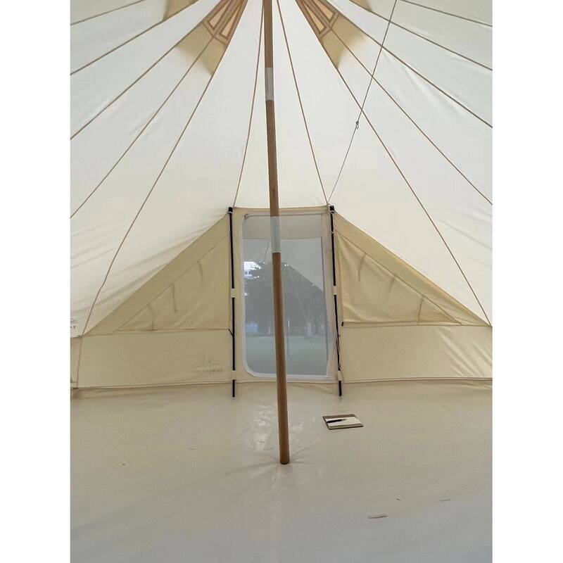 6 Persons Canvas Tent Bell Tent Glamping,4 Seasons Yurt Tent for Camping, Heavy Cotton Canvas Tent - White