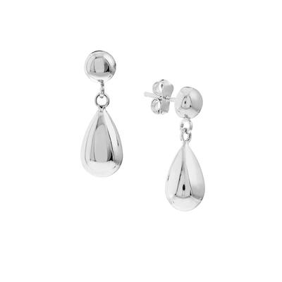 Curata 10k White Gold 20x8mm Bead Stud with Teardrop Dangle Earrings