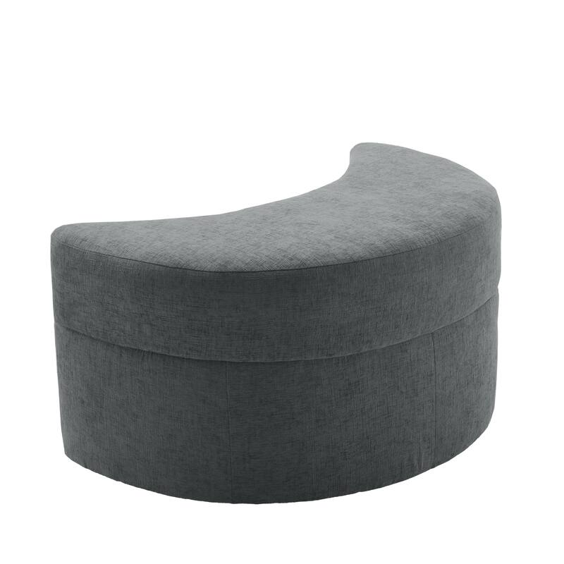 Oversized Upholstered Swivel Barrel Chairs with Storage Ottoman