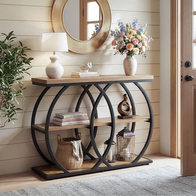 3-Tier Console Table with Storage Shelves, 41.3" Entryway Table