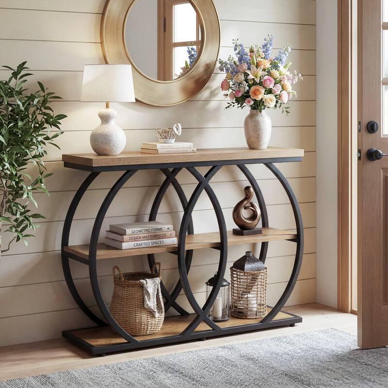 41.3" Console Table, 3-Tier Entryway Table with Storage Shelves