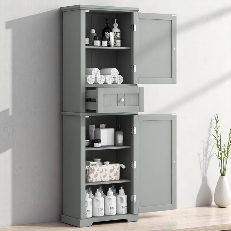 Freestanding Bathroom Cabinet with 2 Doors, 1 Drawer, Adjustable Shelf & Anti-Tip Device, 67.3'' Tall