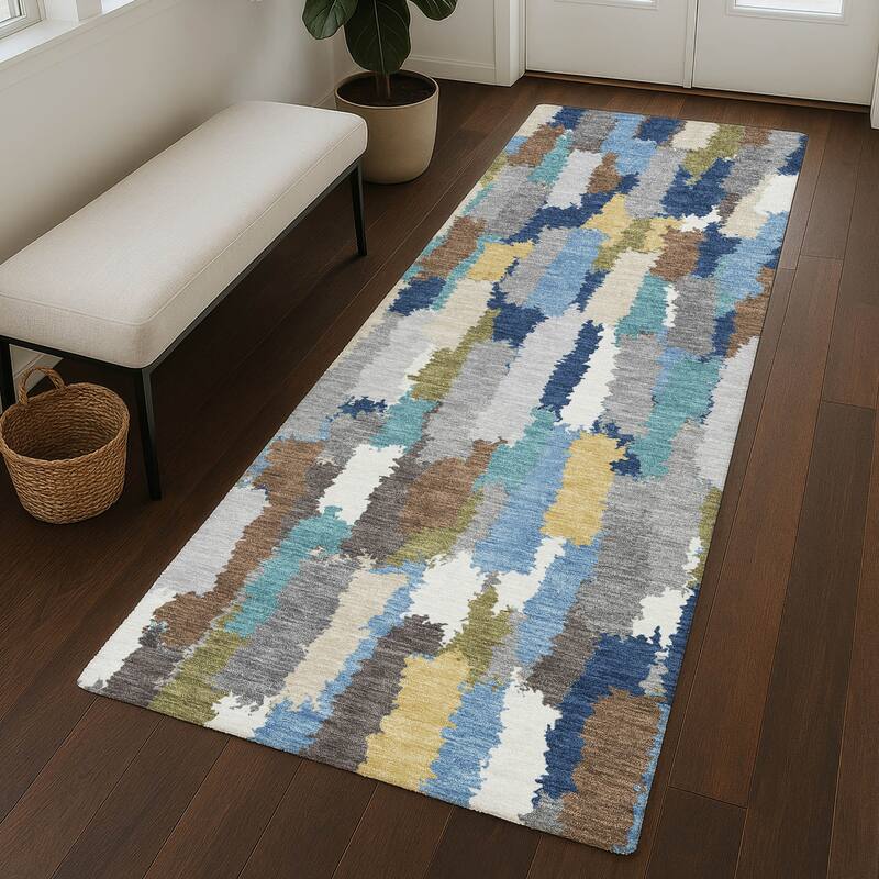 Machine Washable Indoor/ Outdoor Contemporary Stacks Chantille Rug