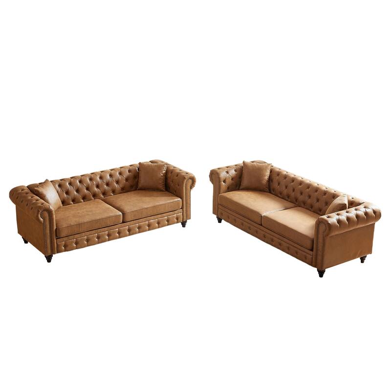 3-Seat Sofa with Wood Frame, Foam Cushions - Modern Living Room