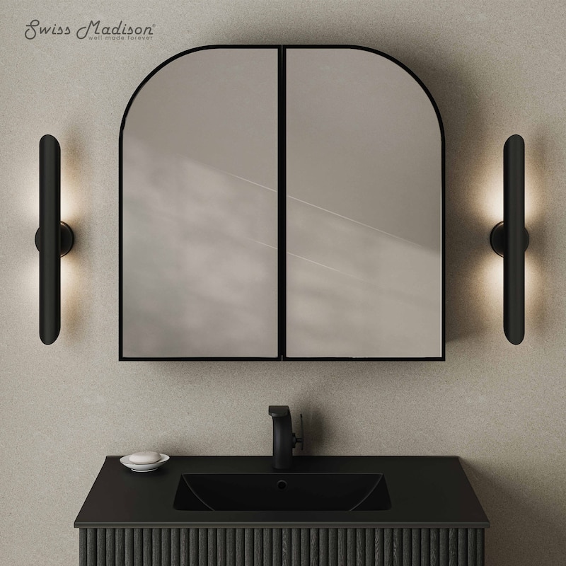 Porte 32 X 31 Arched Recessed/Wall Mount Medicine Cabinet With Mirror In Black - 32 x 31