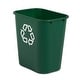 Resin Deskside Recycling Can, 7-Gallon, Green Recycling Symbol, Plastic ...