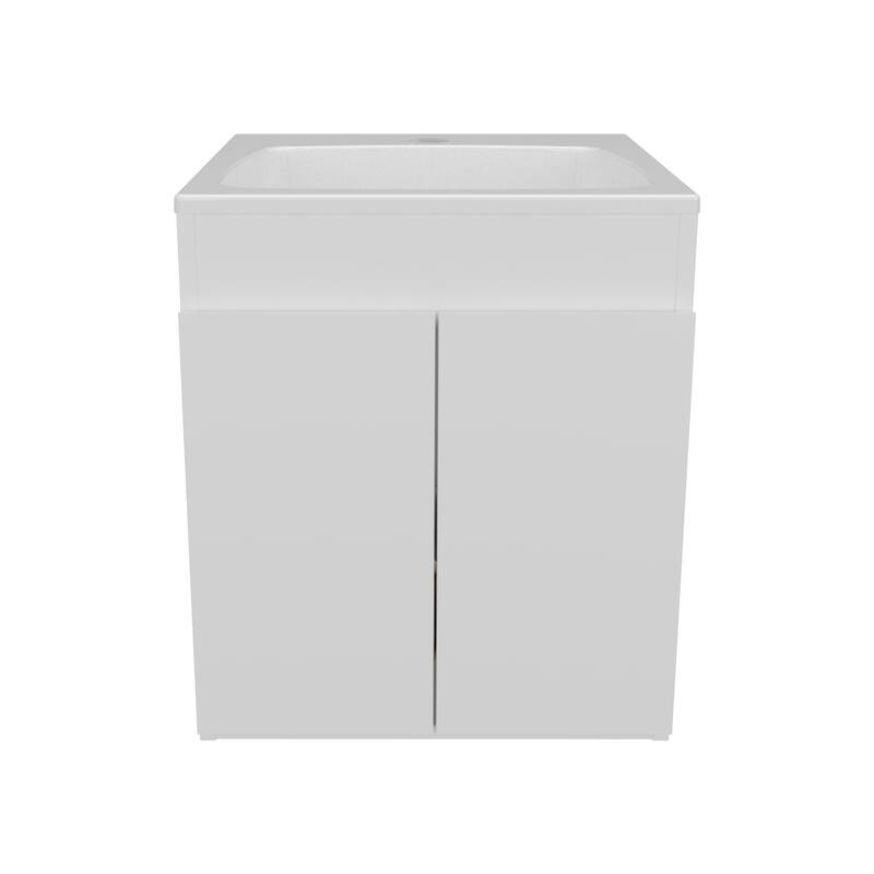 Bathroom Vanity Meka 45 with Two Drawers and Open Shelf, Wall-Mounted Storage, White