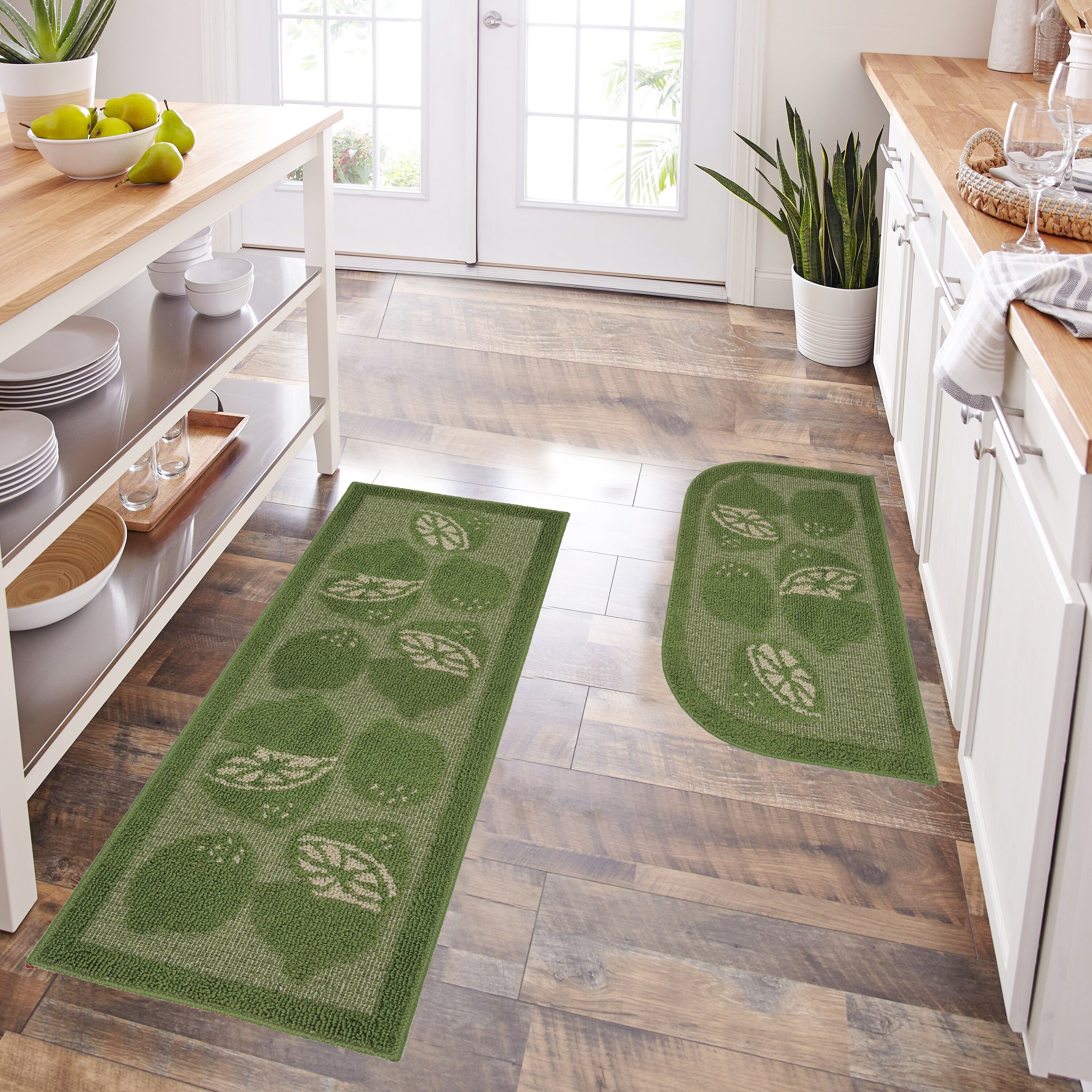 Green on sale kitchen rugs