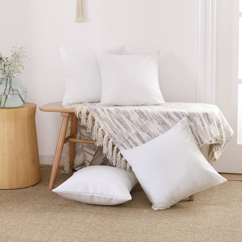 Deconovo 4-Pack Faux Linen Throw Pillow Covers with Hidden Zipper - 18x18 Inch - White
