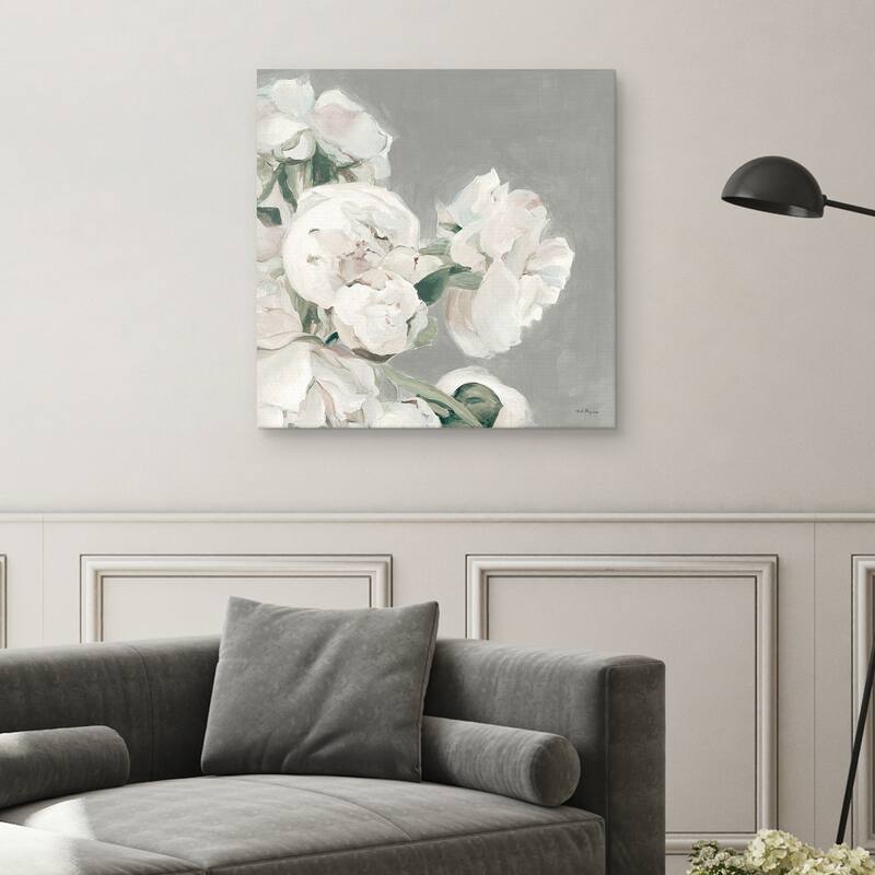 Peonies on Gray II by Marilyn Hageman Canvas Art Print