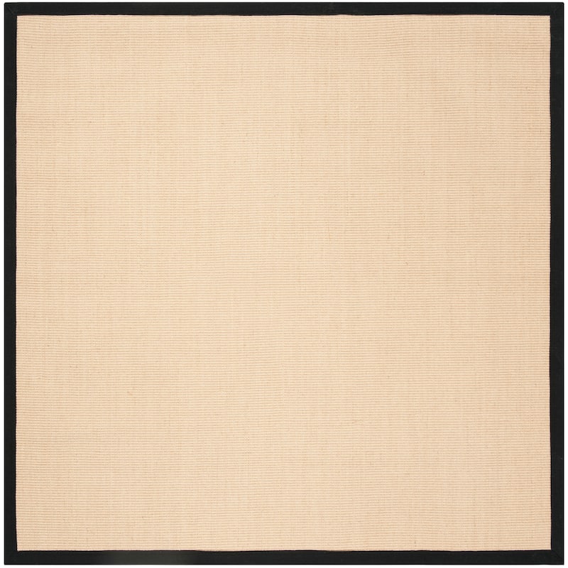 SAFAVIEH Natural Fiber Alleen Casual Border Sisal Rug - 6' Square - Beige/Black