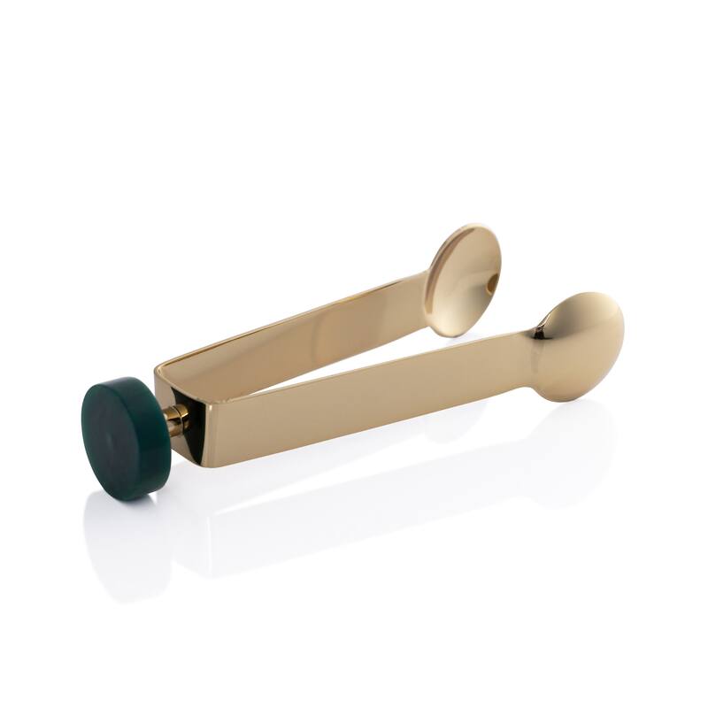 Spiga Stainless Steel Ice Tong - Gold w/ Green Accent