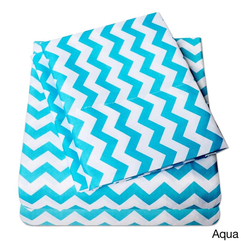 Sweet Home Collection 4 Piece Chevron Printed Sheet Set, Double Brushed Microfiber