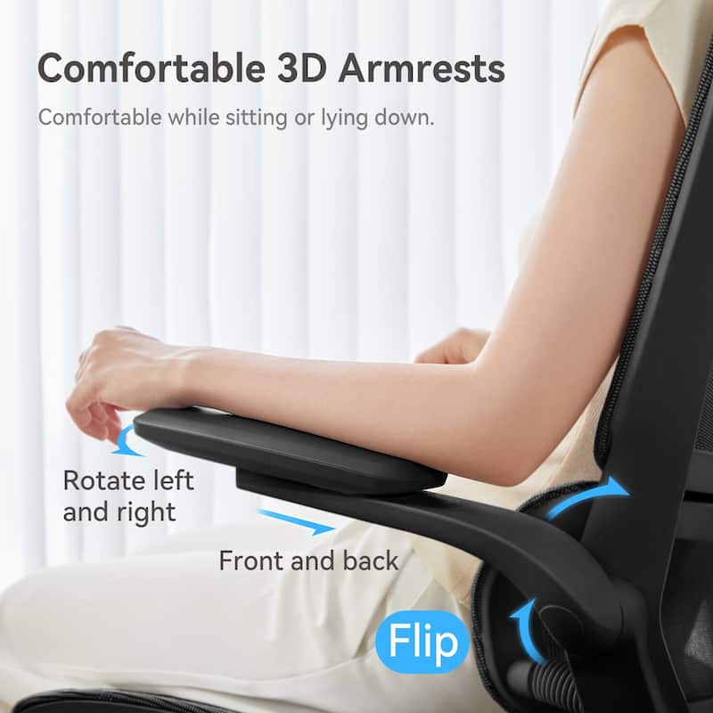 SIHOO M59AS Ergonomic Office Chair, High Back, Mesh, 3D Flip Armrests, 300lb - N/A