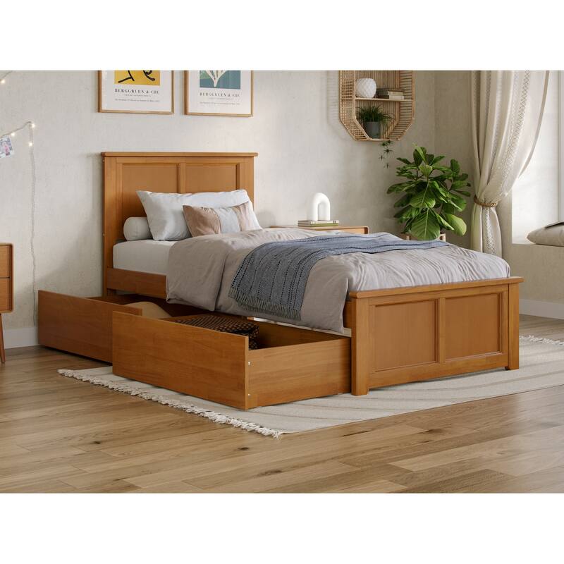 Madison Platform Bed with Matching Footboard with Storage Drawers