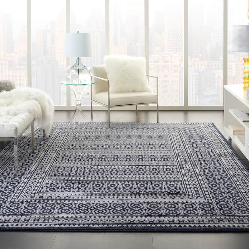 Carson Carrington Rantorp Royal Moroccan Eclectic Area Rug - 8' 6" x 12' - Navy/Grey - Rectangle