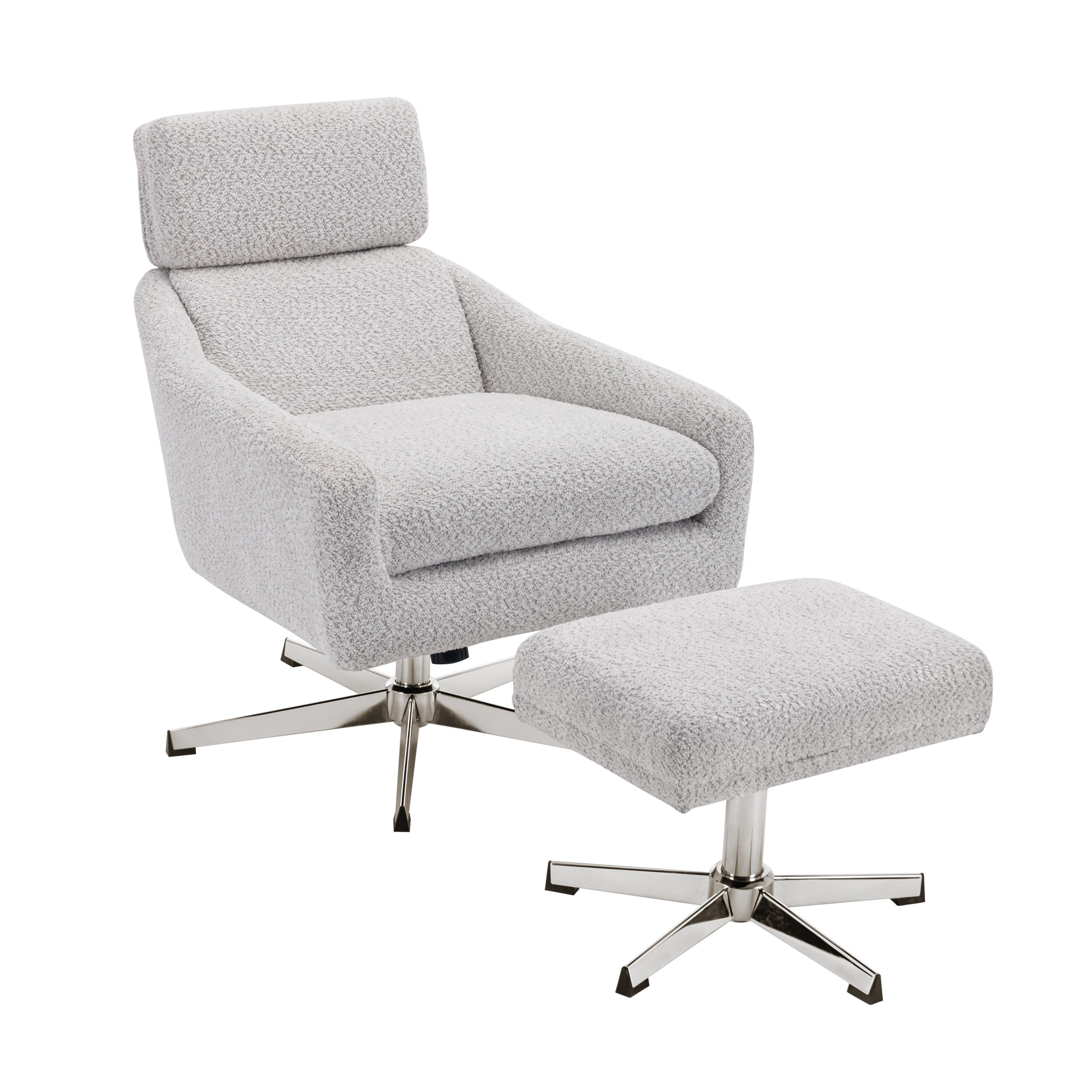 360 Swivel Armchair Linen Recliner Chair Ottoman Sets Lounge
