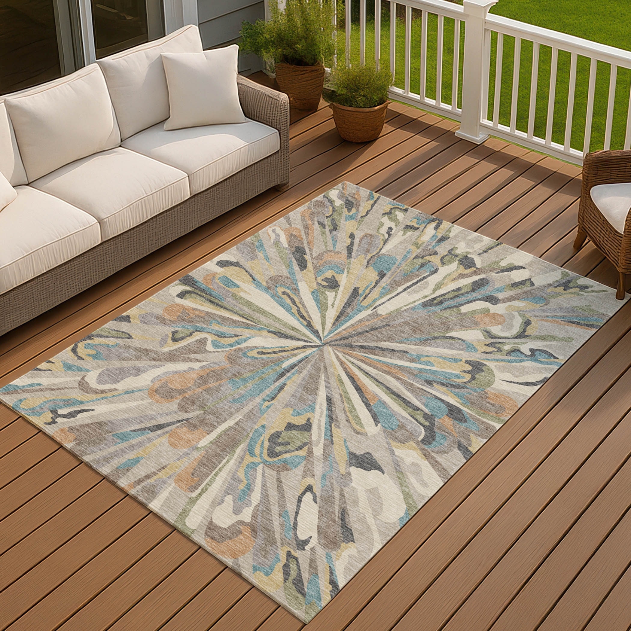 Machine Washable Indoor/ Outdoor Contemporary Arden Chantille Rug