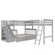 preview thumbnail 4 of 14, Gray Twin over Full Solid Wood L-Shaped Bunk Bed with Drawers