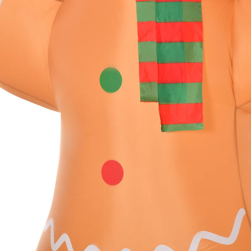 HOMCOM 8FT Christmas Gingerbread Man, Large Christmas Inflatable Holiday Decoration, Gingerbread Decorations