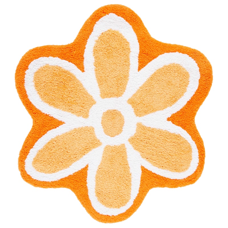 SAFAVIEH Handmade Novelty Fulga Floral Rug - 5' Round - Ivory/Orange