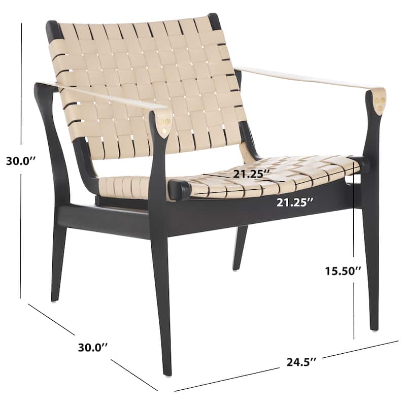 SAFAVIEH Couture Zenica Leather Safari Chair - 24.5" W x 30" L x 30" H - 25"W x 30"D x 30"H