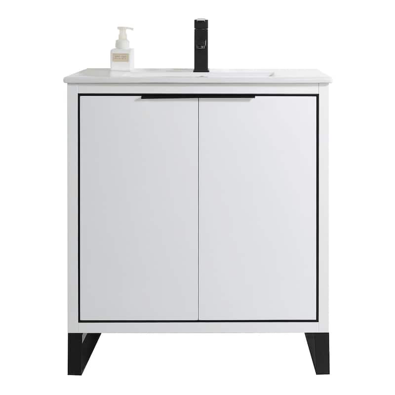 Fine Fixtures Opulence Collection Bathroom Vanity with White Ceramic Sink