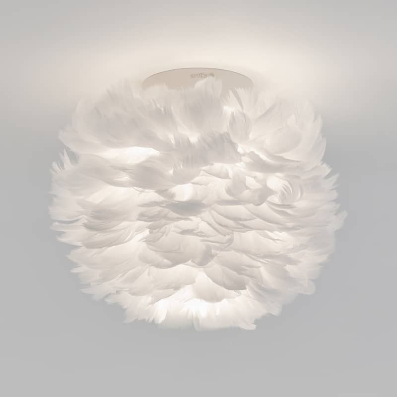 Artika Plume Modern Feather Shade Ceiling Light Fixture, White