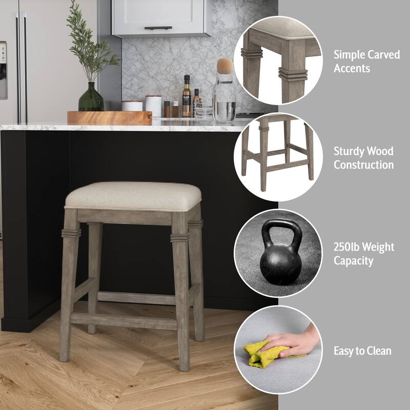 Hillsdale Furniture Arabella Wood Backless Counter Height Stool - 25.25H x 18.5W x 15.75D