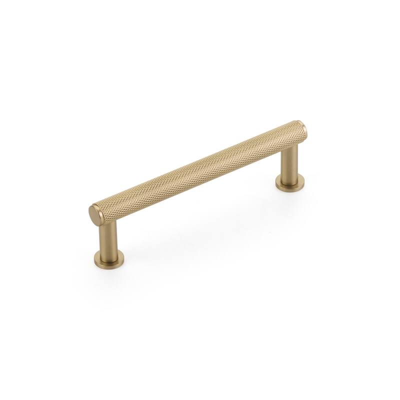 Schaub and Company Pub House 4" Center to Center Knurled Handle Solid - Signature Satin Brass