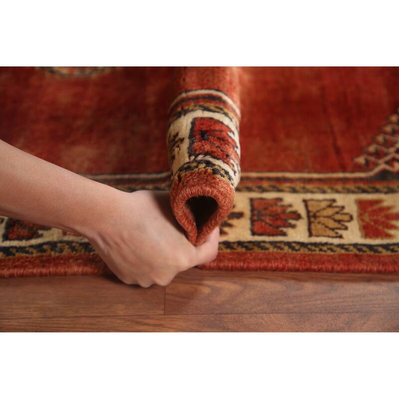 Hand Knotted Oriental 100% Wool Carpet Traditional Medallion Red Shiraz Area Rug - 6' 3'' X 3' 11''