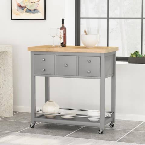 Warnock Indoor Storage Kitchen Cart with Wheels by Christopher Knight Home