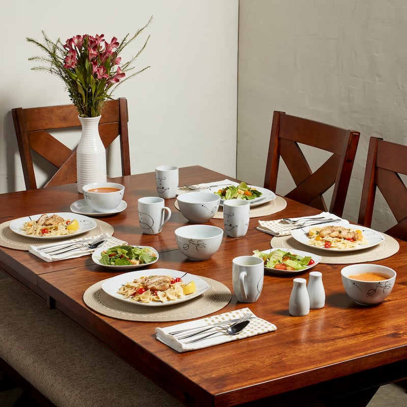 Pescara 16pc Soft Square Porcelain Dinnerware Set