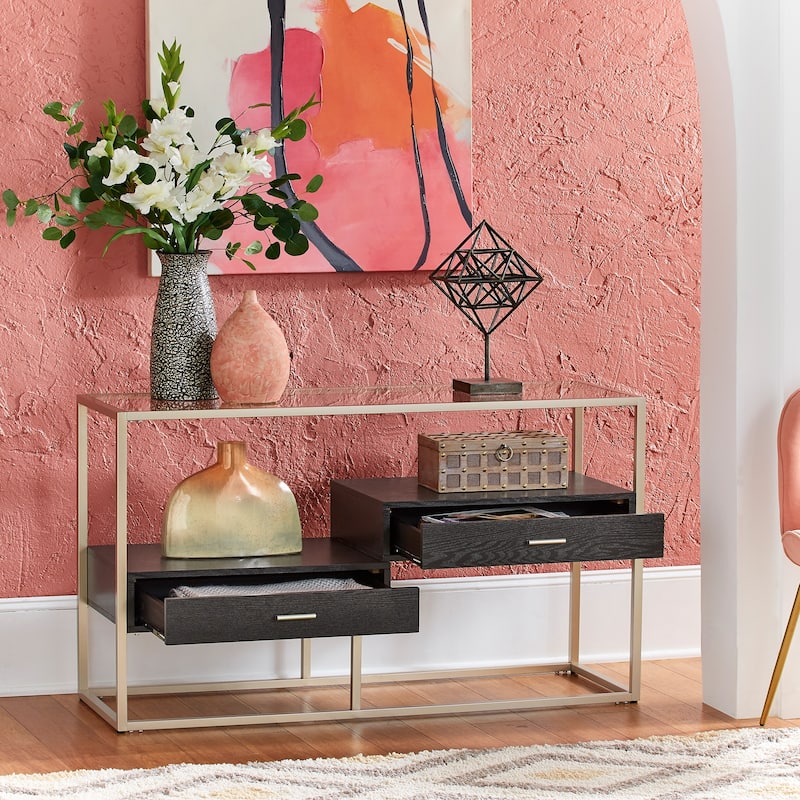 Spumante Champagne Silver Finish Sofa Table with Storage by iNSPIRE Q Bold