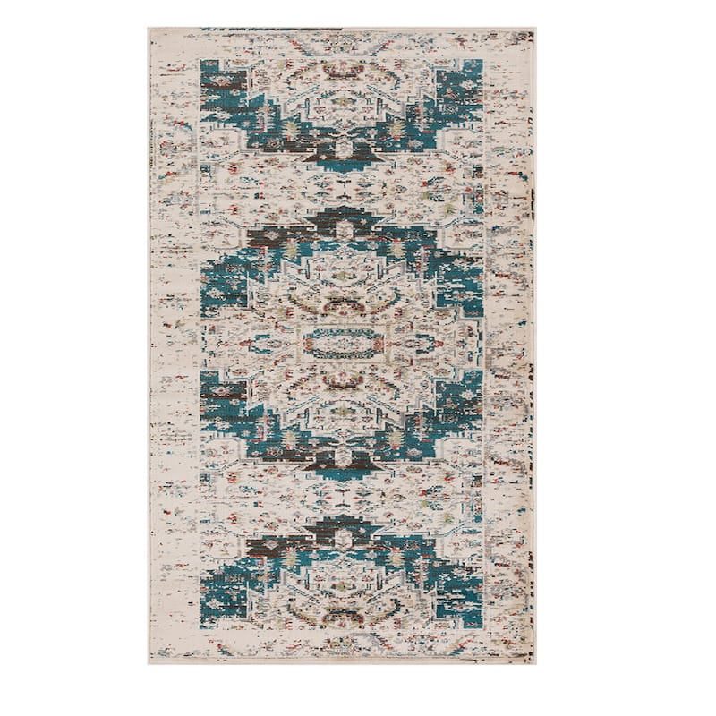 Vintage Distressed Medallion Indoor Area Rug or Runner by Superior