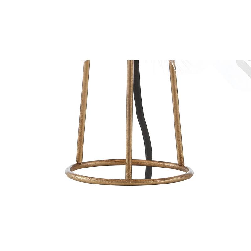 Isabelle 16" Feather Metal LED Table Lamp, White/Gold by JONATHAN Y