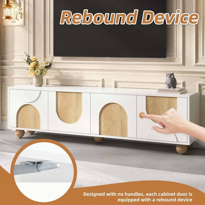 Farmhouse TV Stand with Cable Holes for TVs up to 75