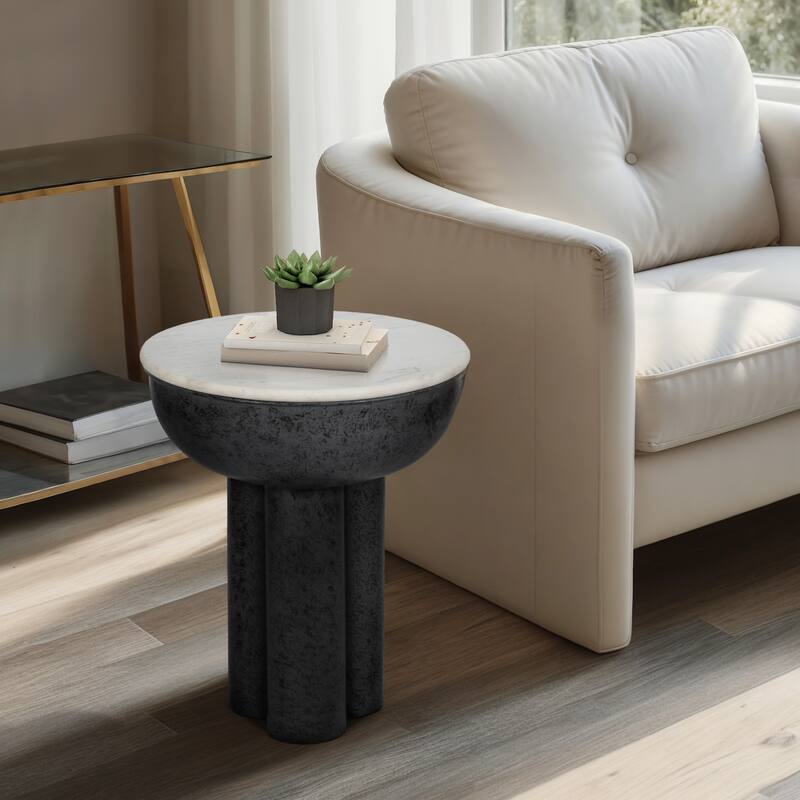 Sagebrook Home Chunky Leg Coffee Table Marble Top, White/Black