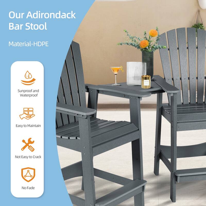 Aoodor Tall Adirondack Chairs Set of 2 with Connecting Tray