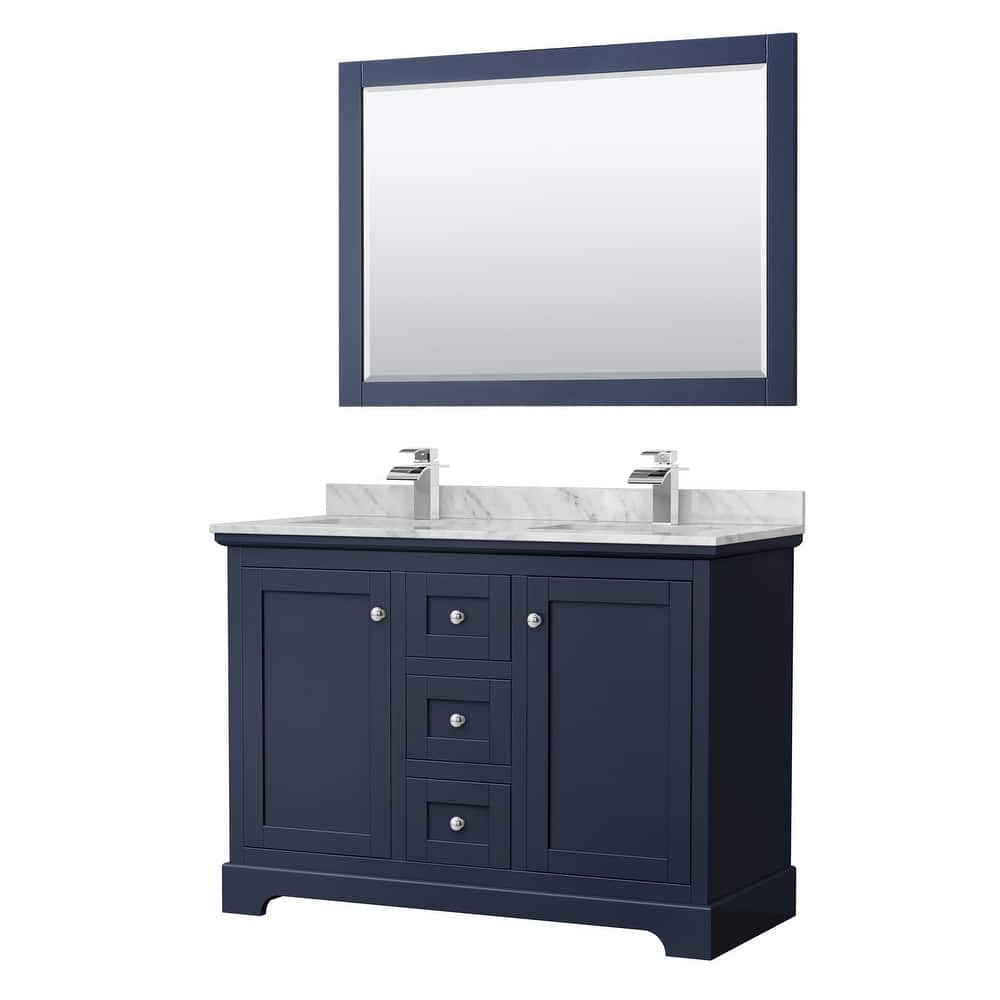 Avery 48-Inch Double Vanity Set with Square Sinks, 46-Inch Mirror