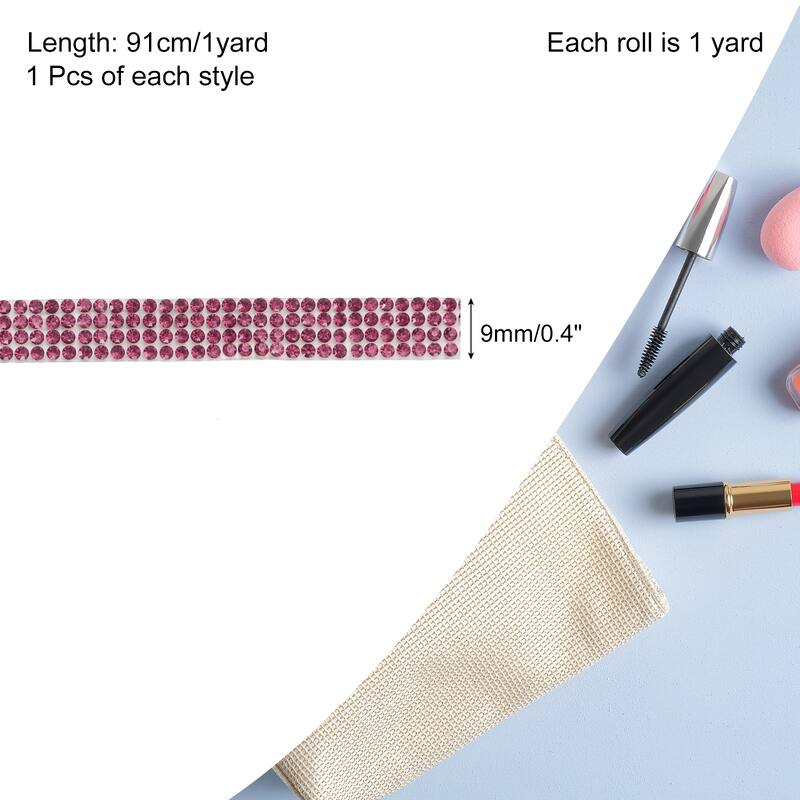 6pcs Self-Adhesive Rhinestone Ribbon for DIY Arts Craft - Light Purple