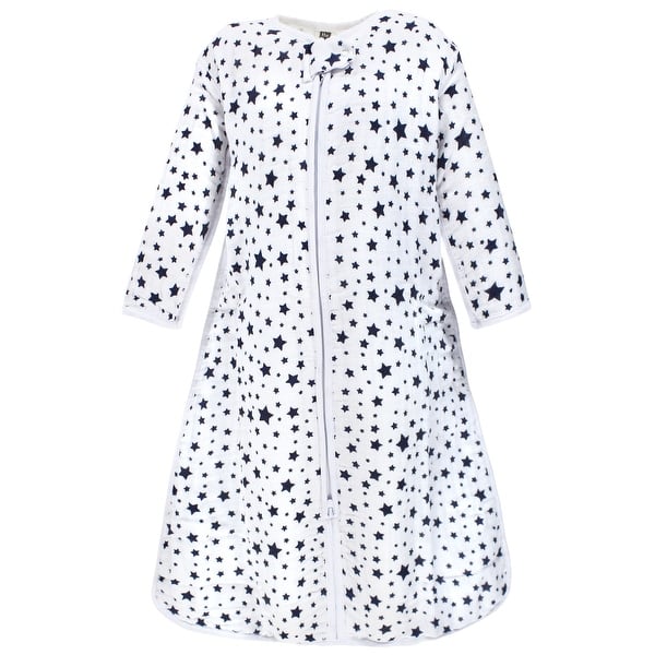 slide 1 of 1, Hudson Baby Infant Boy Long Sleeve Muslin Sleeping Bag, Wearable Blanket, Sleep Sack, Navy Star 0-6 Months - Navy Star