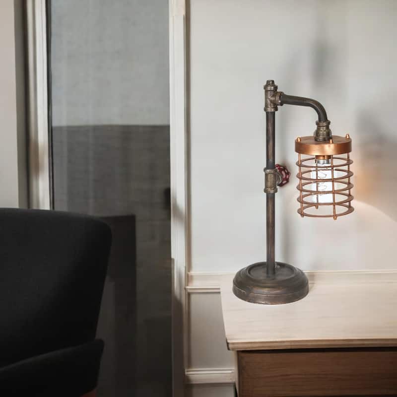 Industrial Metal Pipe Table Lamp - 18.0"
