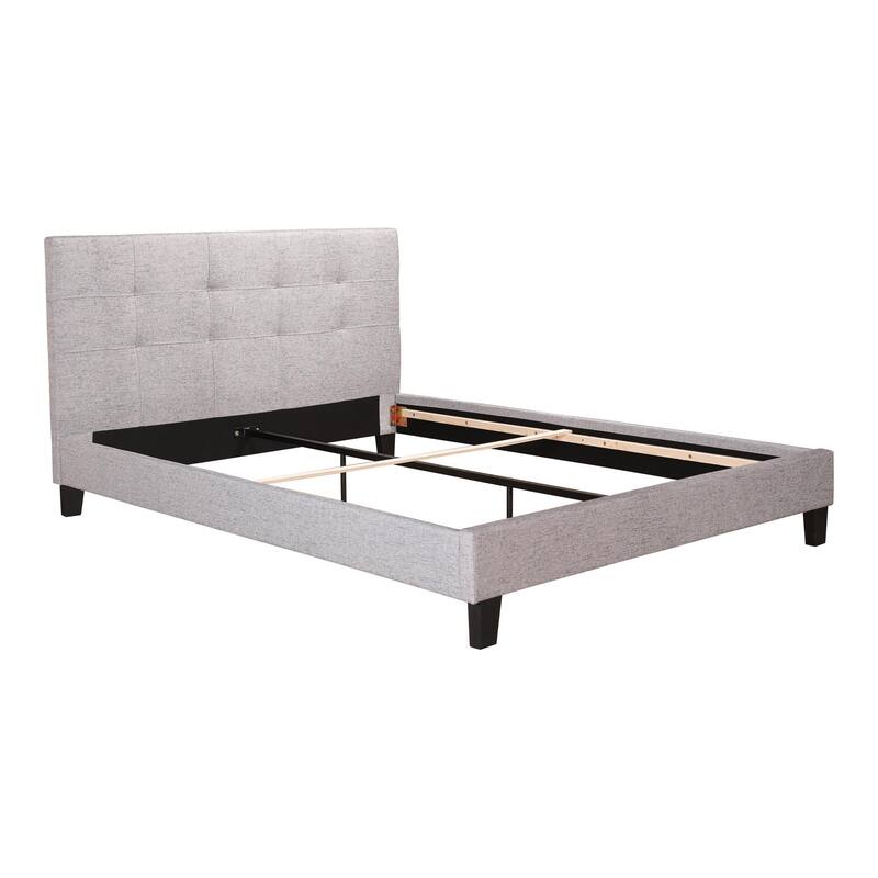 King Size Bed Frame Grey Fabric Upholstered Bedroom Furniture Modern Design