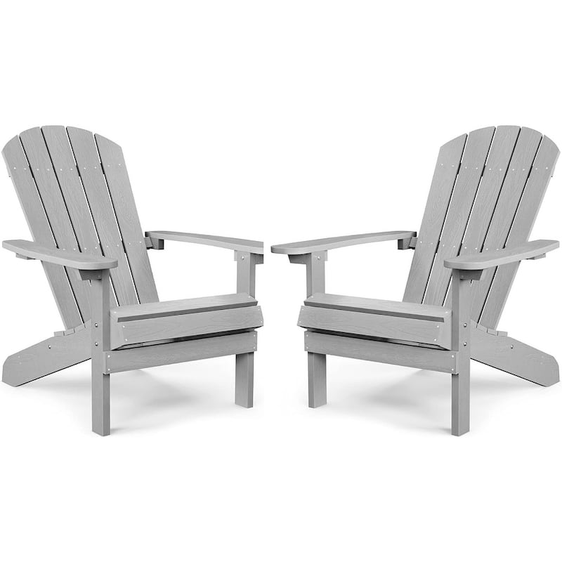 WINSOON All Weather HIPS Outdoor Plastic Adirondack Chairs Set of 2 - Grey