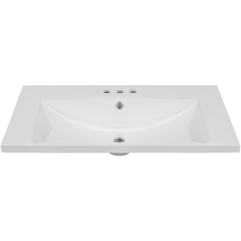 GDFStudio - Oliver Kensington 30-Inch Single Bathroom Vanity Top with Integrated Ceramic Basin - 30"